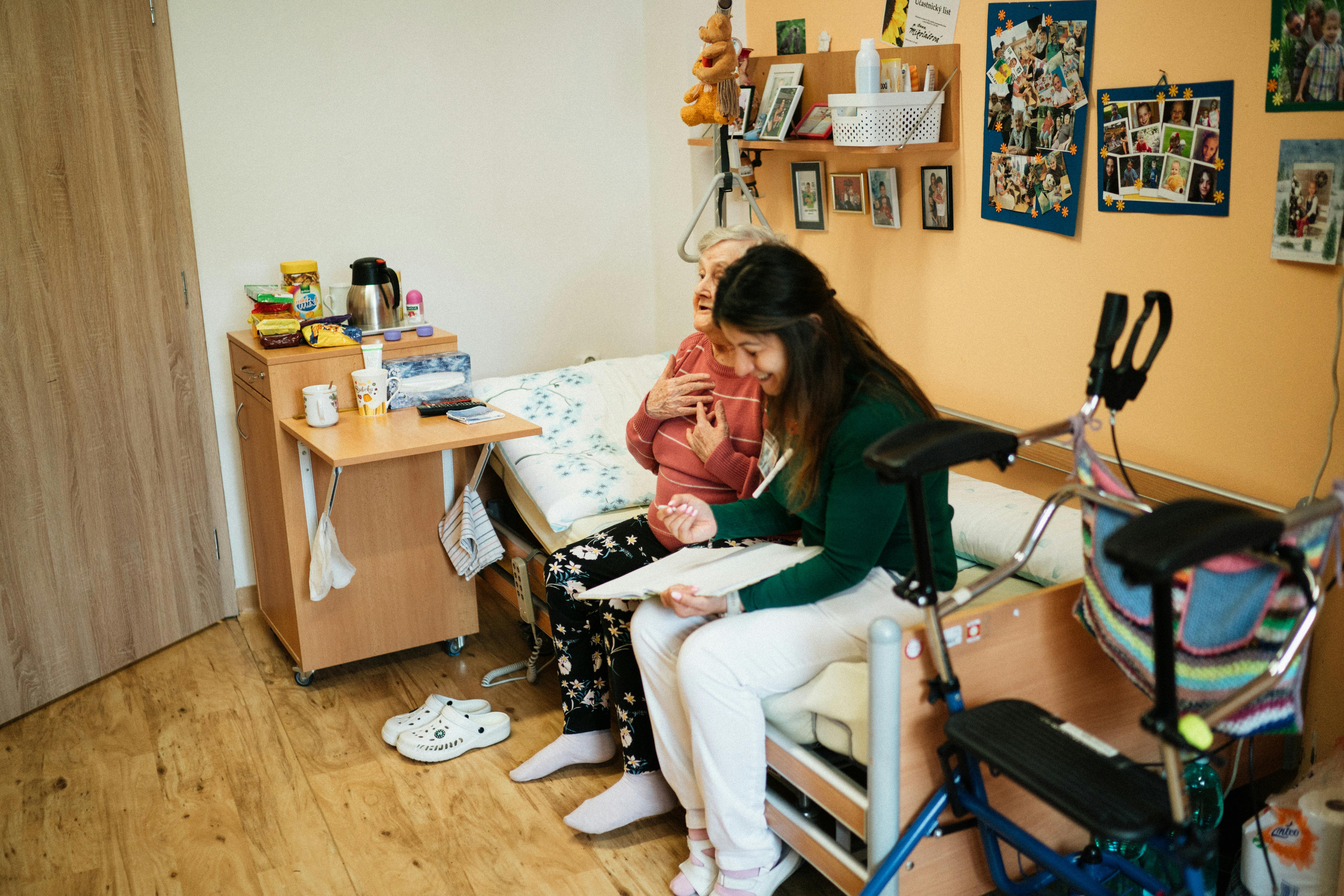 Care worker speaking with an older client