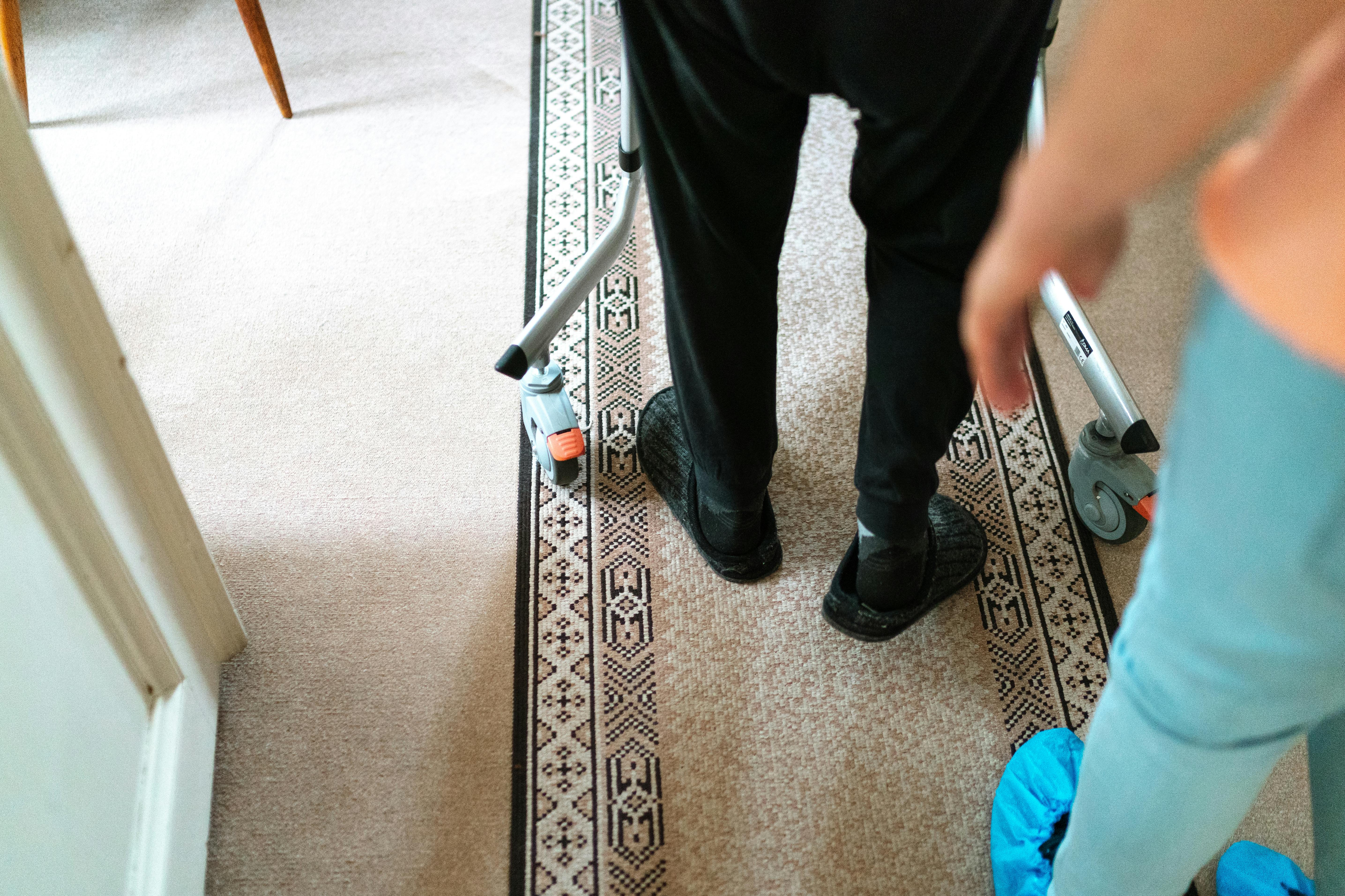 Client walking with mobility support